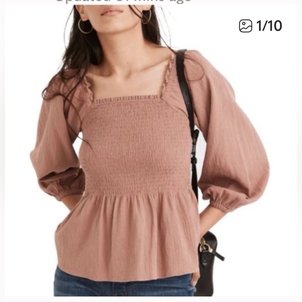 Madewell Lucie Smocked Peplum Top Size 8